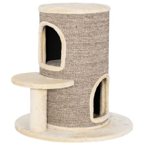 Arbre à chats en forme de tonneau avec deux plateformes à griffer, plates-formes de saut, belvédère et tapis à griffer (1/5)