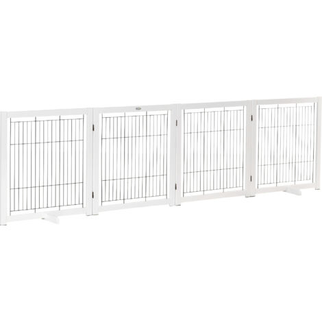 Clôture de sécurité en bois pour chiens, barrière de protection, porte de sécurité, en acier, blanche, 305 × 35,5 × 82 cm (1/5)
