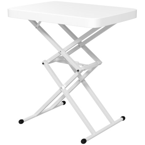 Table pliante réglable — charge maximale 50 kg, adaptée aux balcons et terrasses, couleur blanche (1/4)