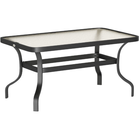 Table basse en verre trempé noir, design ondulé — idéale pour balcon et salon (95 × 55 cm) (1/4)
