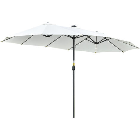 Parapluie solaire LED de 4,5 m — toile double face noire et crème, pour balcon et jardin (1/4)