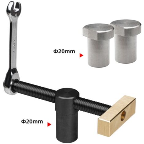 1 pince de banc réglable pour établi (2 broches de positionnement incluses) – Pince de menuiserie avec perçage de 20 mm, fixation rapide sur table de travail, compatible avec les trous standards de ty (1/4)