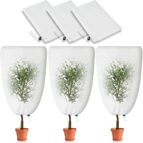 3 pièces housses d'hivernage pour plantes extérieures – 80 x 120 cm – avec cordon de serrage – résistant au froid, imperméable et réutilisable (1/5)