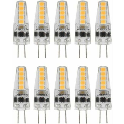 GABRIELLE 10pcs Ampoules LED G4, 2W 3000K AC 12-24V Ampoules à Intensité Variable pour Lustre Plafonnier Lampe de Table Blanc Chaud