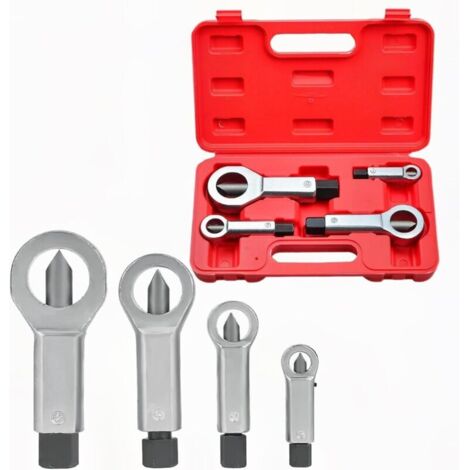 Kit d’extracteurs de goujons et écrous endommagés (4 pièces) – Outils robustes pour dévisser écrous cassés ou grippés – Plages de taille : 9–12 mm, 12–16 mm, 16–22 mm, 22–27 mm (1/5)