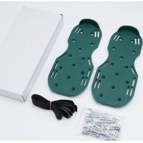 Chaussures aérées pour pelouse – Semelles perforantes robustes avec pointes acérées, idéales pour l’aération des gazons et jardins (vert) (1/5)