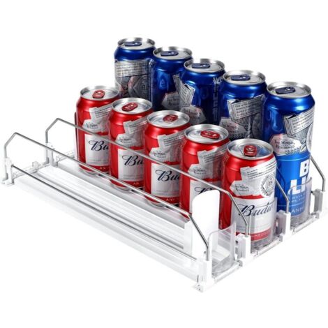Étagère de rangement pour réfrigérateur réglable avec glissières, 3 niveaux, distributeur automatique de canettes – Organisateur compact pour boissons, canettes et bouteilles (1/5)