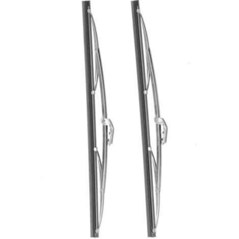 Essuie-glaces en acier inoxydable pour pare-brise avant – Lot de 2, 30,5 cm (12 pouces), universel, finition polie argentée