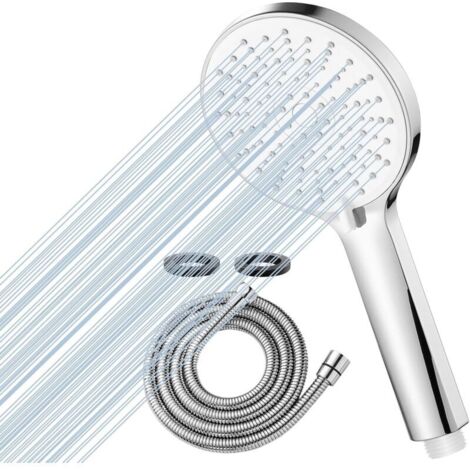 Douche à main réglable de 2 m avec flexible, 5 modes de pulvérisation (pluie, massage, jet concentré, etc.), compatible haute et basse pression, idéale pour salle de bain (1/4)
