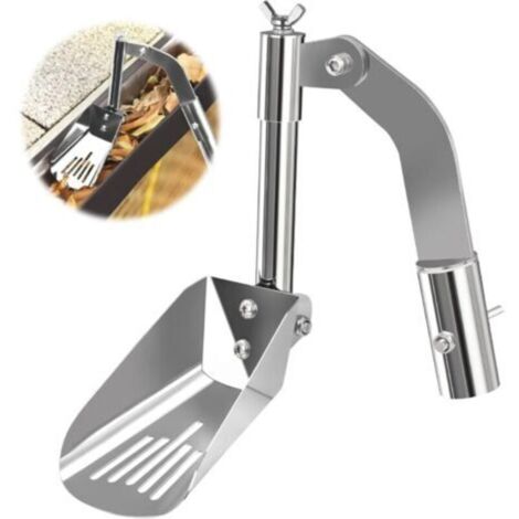 Raclette pour gouttières en acier inoxydable, raclette nettoyante télescopique 8 cm × 12 cm, outil de jardinage professionnel pour éliminer feuilles, débris, saletés dans gouttières, caniveaux, immeub