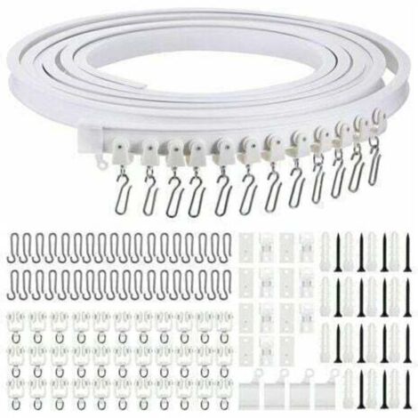 Rail à rideaux flexible et pliable de 5 m pour plafond, rail courbe pour séparation d’espace, avec crochets métalliques inclus (1/5)