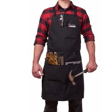Tablier de travail robuste pour homme – Tablier à outils en toile de coton épaisse, réglable à la taille, idéal pour la menuiserie, la cuisine, le barbecue, la boulangerie, la tatouage, la coiffure, l (1/5)