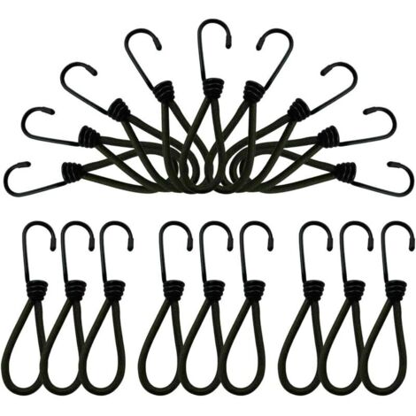 Crochets élastiques pour bâche imperméable – Lot de 25 fixations en caoutchouc noir à tension réglable, idéaux pour piscines, abris et bâches extérieures (1/5)