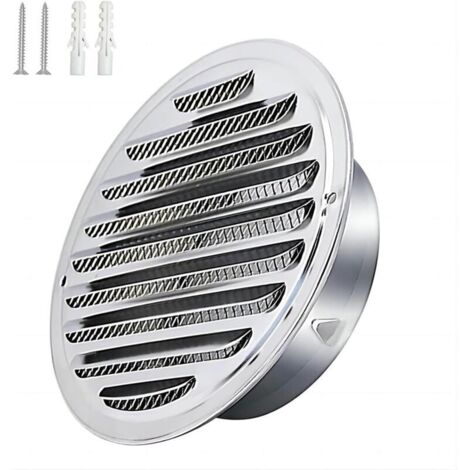 Grille d’aération circulaire en acier inoxydable de 200 mm, cache de sortie d’air rond avec moustiquaire intégrée pour évacuation d’air et fumées (1/5)