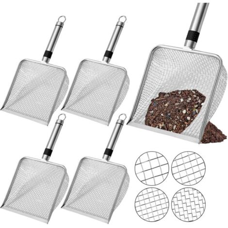 Tamis de jardin en acier inoxydable 4 pièces – mailles de 2,0 mm / 2,8 mm / 3,8 mm / 5,0 mm – pour tamiser la terre, le compost, le sable et les substrats horticoles