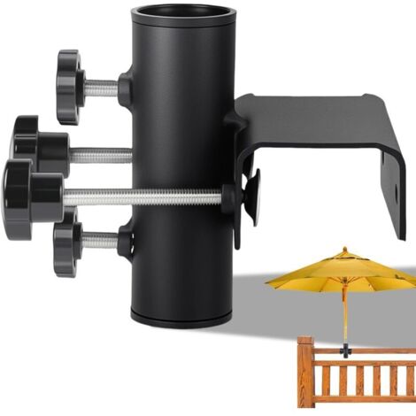 Support pour parasol d’extérieur – Support carré à serrage rapide pour balcon ou terrasse, compatible avec parasols de 23 à 38 mm, largeur de serrage ajustable de 20 à 63 mm (1/5)