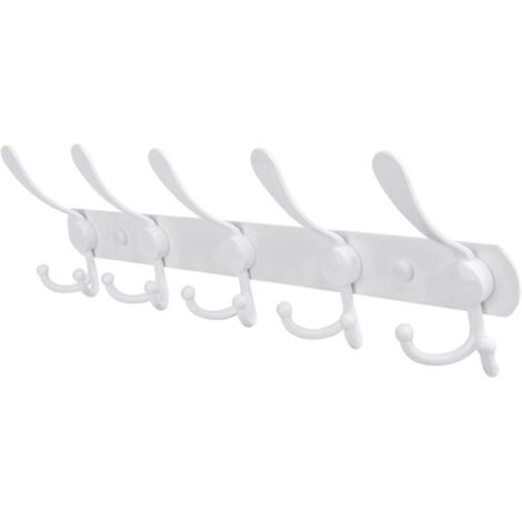 Porte-manteaux mural en acier inoxydable, support mural pour vêtements, chapeaux et serviettes – design minimaliste blanc, idéal pour chambre, entrée, salle de bain et bureau (1/5)