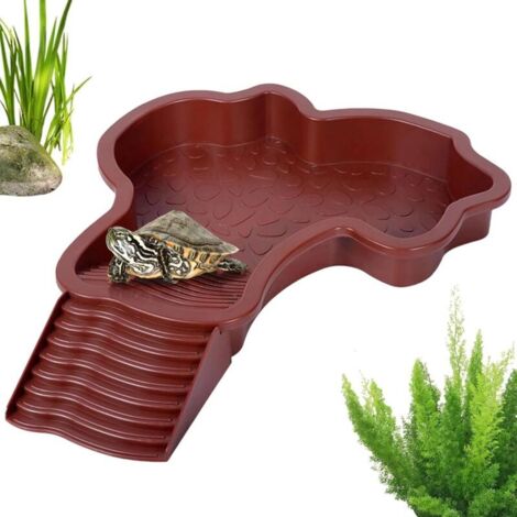 Bac à bain pour tortues et reptiles – Réservoir aquatique avec planche inclinée intégrée pour l’alimentation, design ergonomique et sécurisé, adapté aux espèces aquatiques et semi-aquatiques