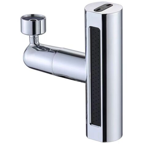 Robinet de cuisine pivotant 360° avec cascade – 4 modes d’écoulement, mitigeur haute pression, adaptateur pour évier, en acier inoxydable, idéal pour cuisine et salle de bain (1/4)