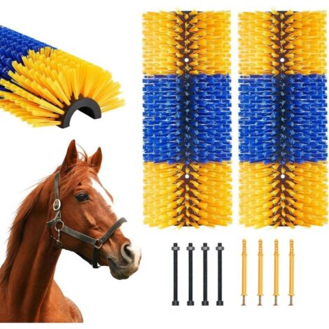 Brosse à gratouiller pour chevaux, porcs et bovins – Lot de 2 brosses ergonomiques (43,5 × 19 cm) avec 4 vis incluses – Pour soulager les démangeaisons dorsales, nettoyer et démêler le pelage (1/5)