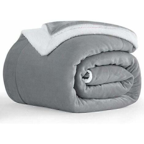 Couverture polaire grise en peluche de vison – Douce, chaude et moelleuse pour canapé ou lit – 130 x 150 cm – Idéale pour l’hiver (1/5)