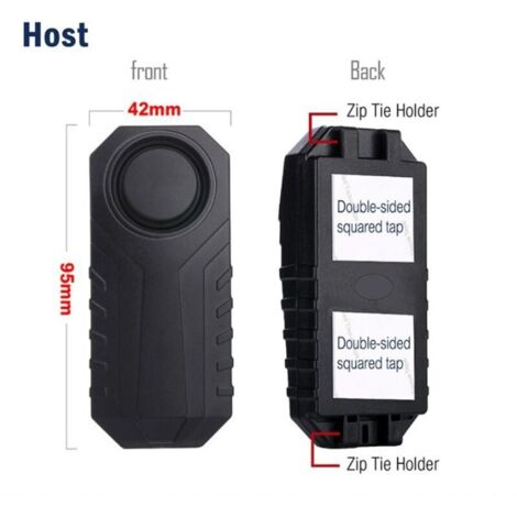 Détecteur de déplacement antivol pour vélo et moto – Alarme vibrante puissante de 113 dB avec télécommande, lot de 2 pièces (1/5)