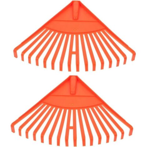 Râteau d’horticulture portable en plastique (2 pièces), outil à dents pour ramasser les déchets, idéal pour pelouse, plantes, fleurs et potagers – couleur orange (1/5)