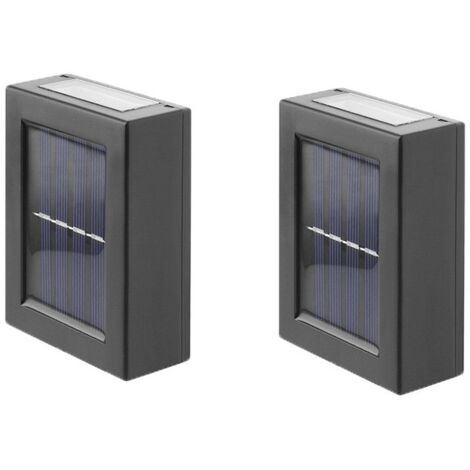 Lampe murale solaire LED 2 niveaux (haut et bas), lumière chaude 2700 K, pour clôture, jardin, terrasse et paysage – Dimensions : 10 × 7,5 × 3 cm yun (1/3)