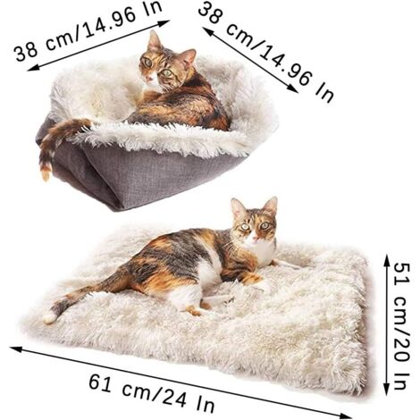 Coussin pour Chat Chien, Couverture Pliable pour Animaux de Compagnie, Couverture pour Animaux de Compagnie 2 en 1, Lavable, pour Chatons, Chiots et Petits Animaux (Blanc) (1/5)