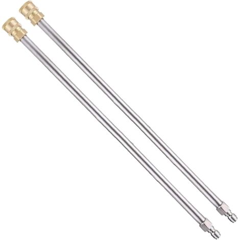 Rallonge de lance pour nettoyeur haute pression, 39 cm de rallonge pour nettoyeur haute pression, raccord rapide 1/4 pouce, 4000 PSI, 2 pièces