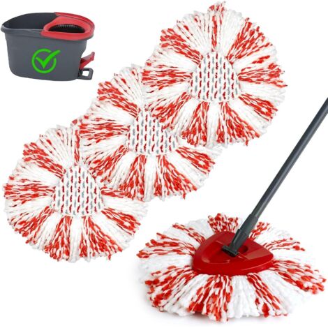 3 PCS Balai Serpillère Microfibre Remplacement Compatible avec Vileda 3in1 Turbo EasyWring&Clean Spin Mop System (Rouge) (1/5)