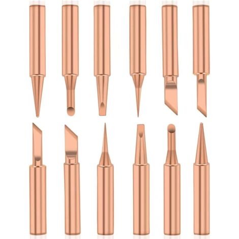 12PCS Pannes à Souder Cuivre Pur Pointe de Fer à Souder Sans Plomb Outil de Soudage pour Station de Soudur (1/5)