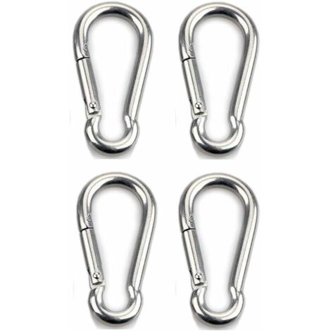 Mousqueton à fixation 4 pièces pour usage intensif, sports, chiens de verrouillage, hamac à balançoire, acier inoxydable 304, épaisseur 8 mm (1/3)
