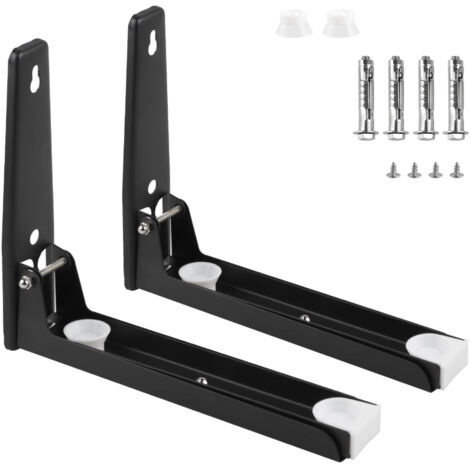 Support Mural pour Micro Ondes, en Acier Inoxydable 201, Pliable et Télescopique, Charge Maximale 40 kg, Noir (1/5)