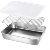 Stainless Steel Baking Tray with Rack for Oven and Biscuit Tray (26 x 20 x 5 cm),