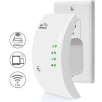 Répéteur WiFi Amplificateur WiFi 300Mbps Couvre Jusqu'à 200㎡, WiFi Extender Booster Point d'Accès Port, Augmente la Couverture WiFi,Compatible avec Toutes Les Box Internet, Ethernet Port, WP