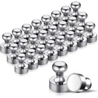 24PCS Aimant Puissant, Magnet Métalliques Aimant Puissant 12x16mm - Aimants en Acier Inoxydable Aimants Frigo pour Tableau D'affichage, Réfrigérateur etc. - avec Boîte de Rangement