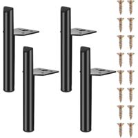 4 Pièces Pieds de Meubles 18 cm Pied Meuble, Pied de Table, Pieds Armoire en Métal, Jambes de Table, Pied pour Meuble Canapé Placard Armoires Cuisine, Noir