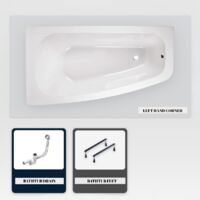 Vasca asimmetrica - 150 x 80 cm - Sinistra - senza Rivestimento - con Piedini - Scarico Cromato - LUNA