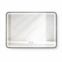 Specchio LED rettangolare - 80 x 60 cm - Doppia illuminazione LED frontale e posteriore - Nero - VALORIA