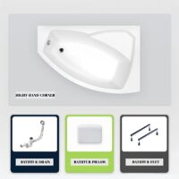 Bañera asimétrica - 170 x 110 cm - Derecha - sin Revestimiento - con Patas - Reposacabezas - Desagüe Cromado - RIMA