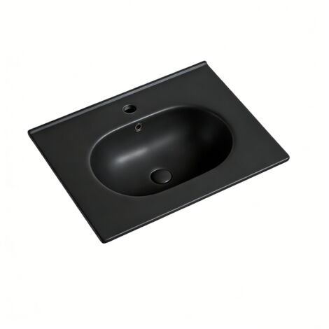 Ovales Einbauwaschbecken – 60 x 46 cm – Mattschwarz – CLEA