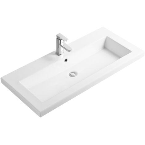 Rechteckiges Einbauwaschbecken – 100 x 46 cm – Hochglanzweiß – LIVO