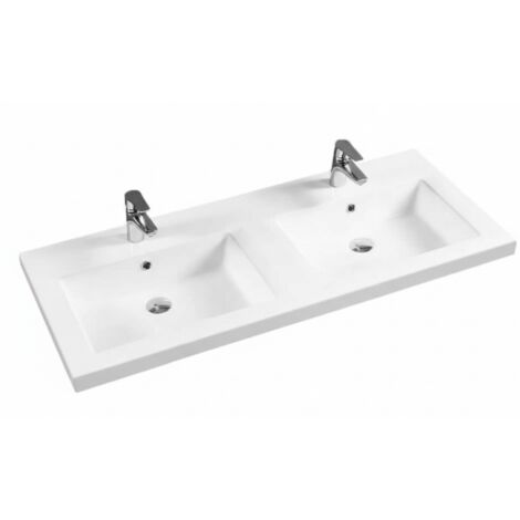 Doppeltes rechteckiges Einbauwaschbecken – 120 x 46 cm – Hochglanzweiß – LIVO