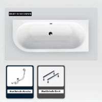 Asymmetrische Badewanne - 150 x 75 cm - Rechts - ohne Verkleidung - mit Füßen - Ablaufgarnitur Chrom - AVITA SLIM