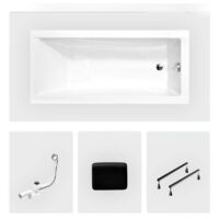 Rechteckige Badewanne - 170 x 70 cm - ohne Verkleidung - mit Füßen - Kopfstütze - Chromablauf - MODERN