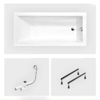 Rechteckige Badewanne - 160 x 70 cm - ohne Verkleidung - mit Füßen - Chromablauf - MODERN