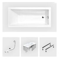 Rechteckige Badewanne - 170 x 70 cm - mit Verkleidung - Füße - Chromablauf - MODERN