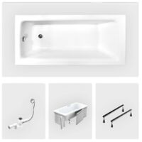 Rechteckige Badewanne - 110 x 70 cm - mit Verkleidung - Füße - Chromablauf - TALIA