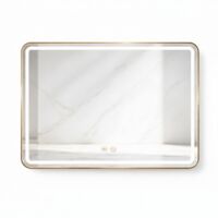 Rechteckiger LED-Spiegel – 80 x 60 cm – Doppelte LED-Beleuchtung (vorne und hinten) – Gold – VALORIA